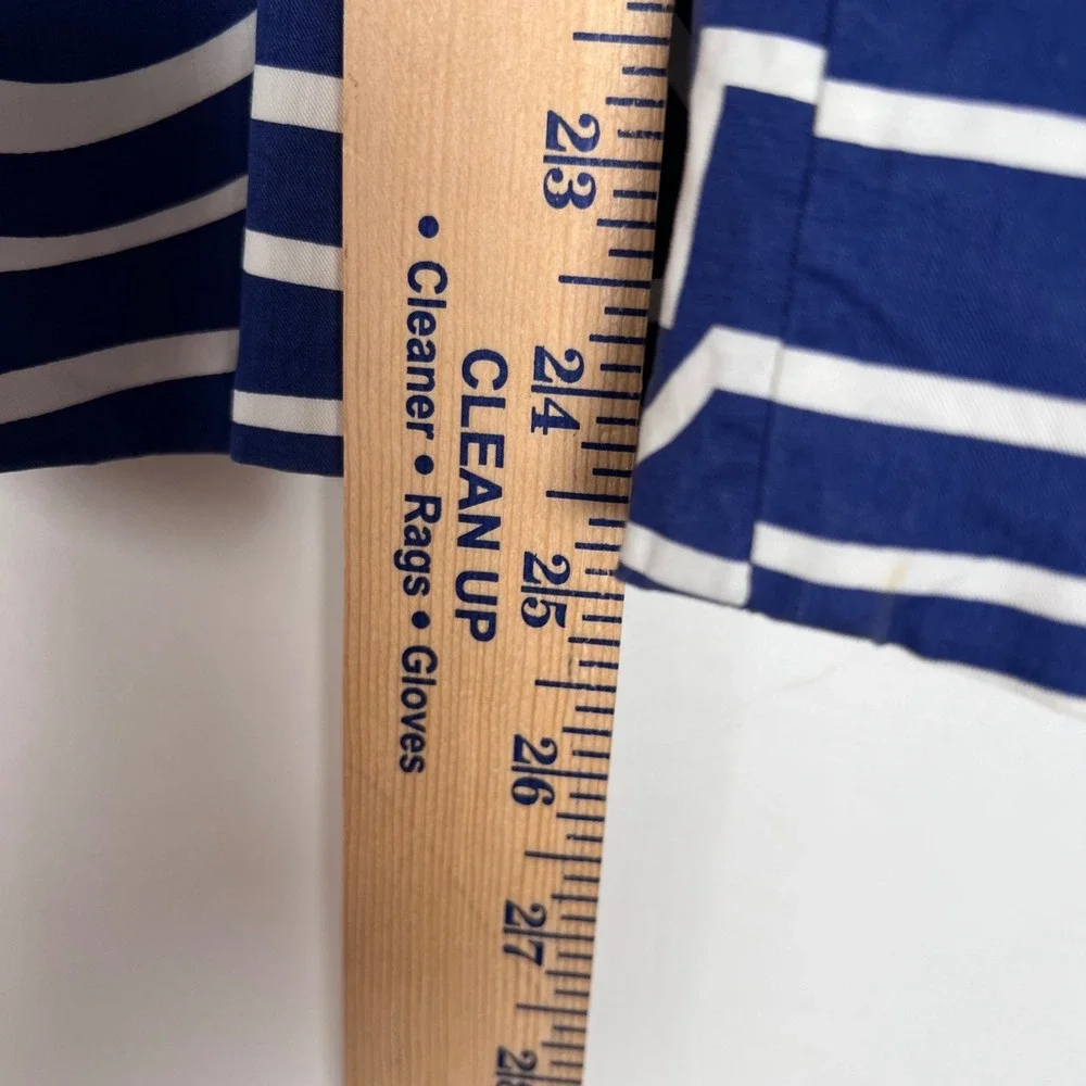 Maeve Anthropologie Skirt Navy Blue White Striped Pleated A-Line Skirt 12 - Picture 7 of 8